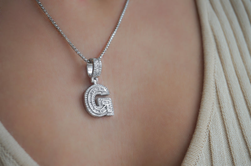 'DOUBLE ICE INITIAL NECKLACE'