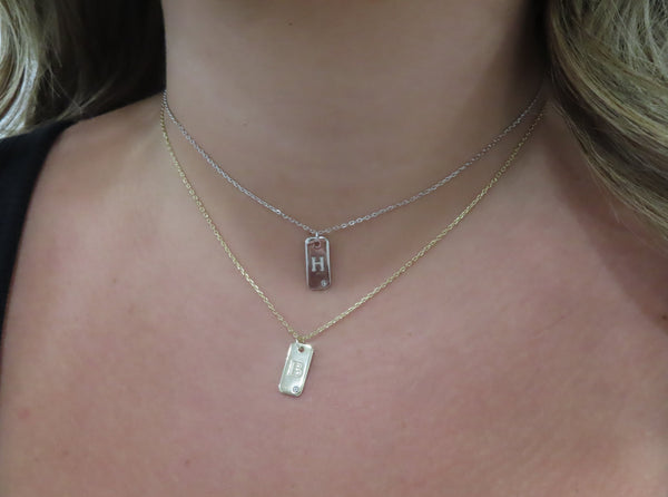 'MINI DOG TAG LETTER NECKLACE'