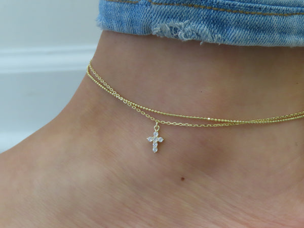 'CROSS LAYERED ANKLET'