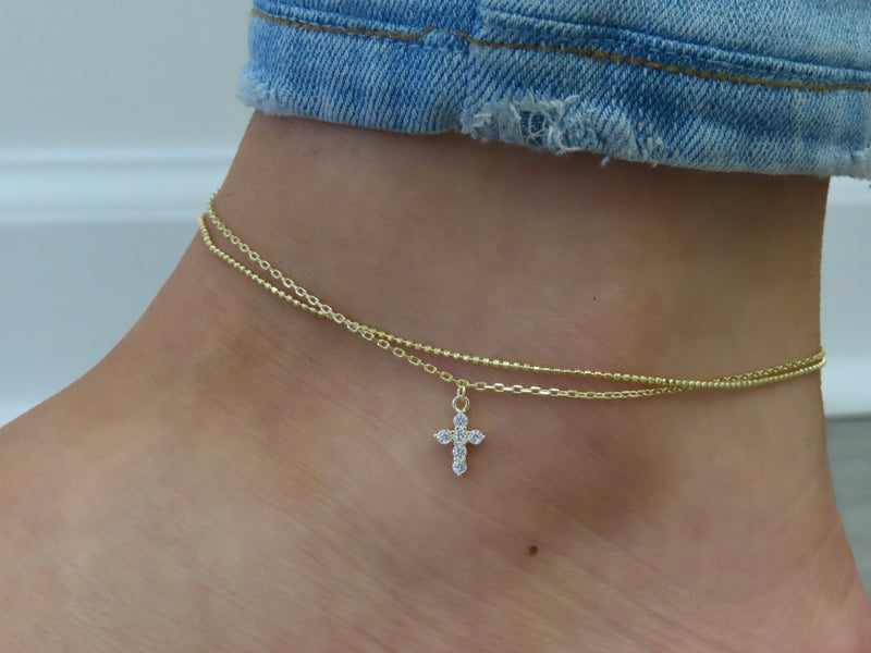 'CROSS LAYERED ANKLET'