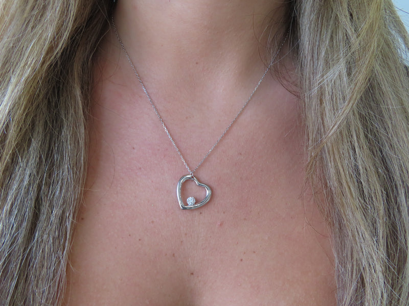 'FLOATING CZ HEART NECKLACE'