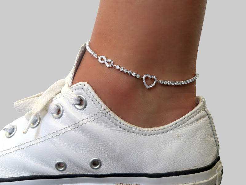 'CZ INFINITY HEART ANKLET'