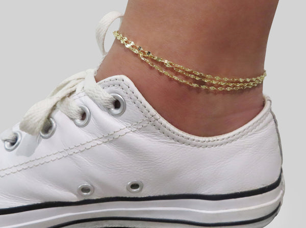 'LAYERED GOLD CHAIN ANKLET'