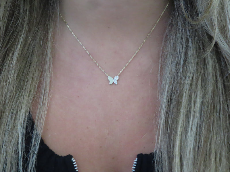 'HALF CRYSTAL BUTTERFLY NECKLACE'