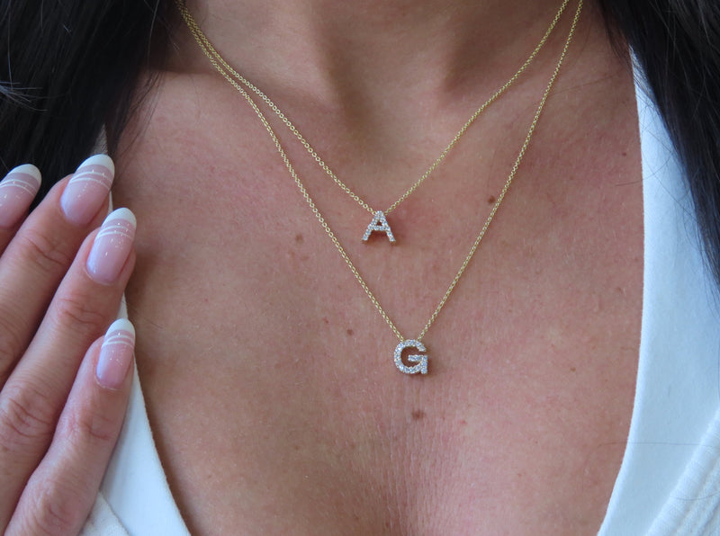 '14K GOLD & DIAMOND INITIAL NECKLACE'