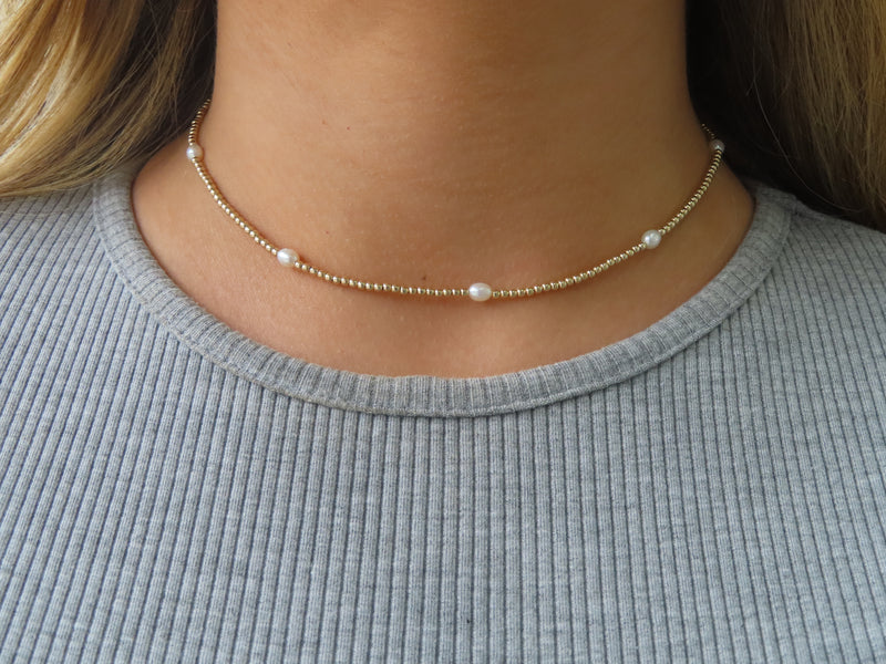 '14K GOLD FILLED & PEARL NECKLACE'